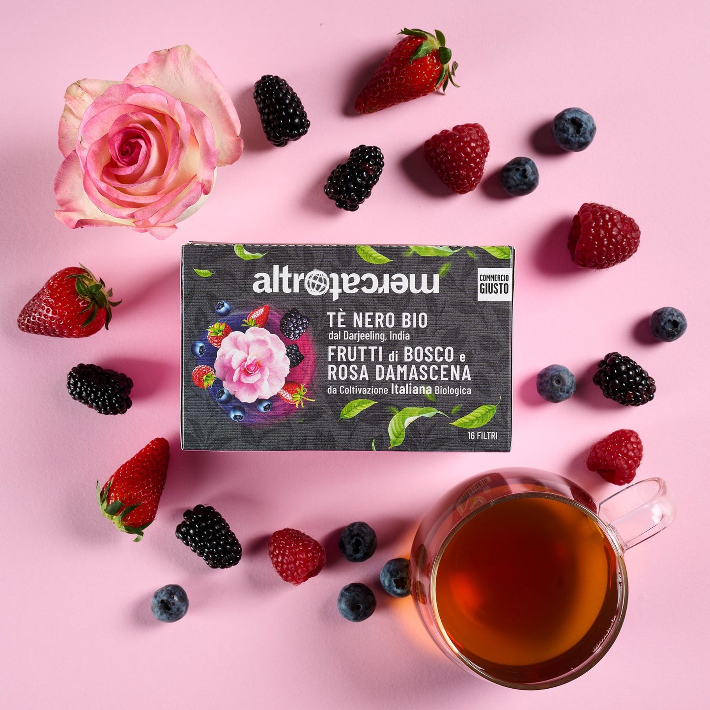 TÈ NERO DARJEELING FRUTTI DI BOSCO E ROSA DAMESCENA- BIO | COD 7121 16 FILTRI