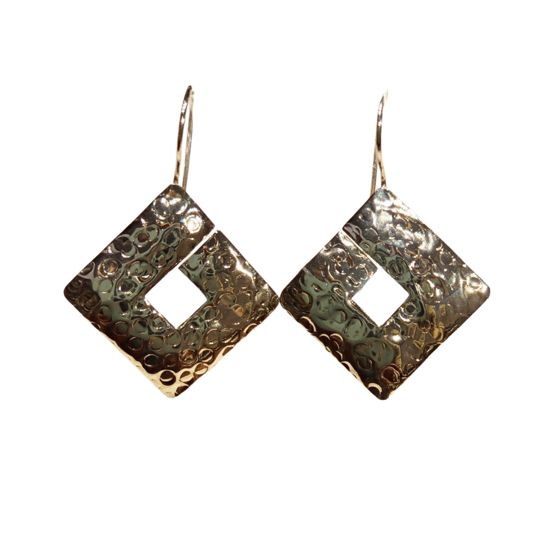 Orecchini sbalzati quadrati silver- Cambogia | Bijoux solidali