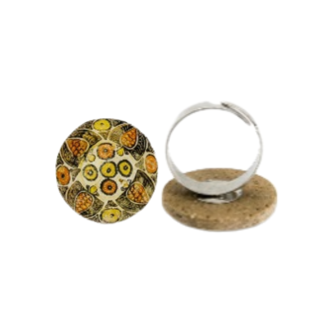 Anello bottone ceramica Neyshabour| Gioielli solidali Papital - Iran