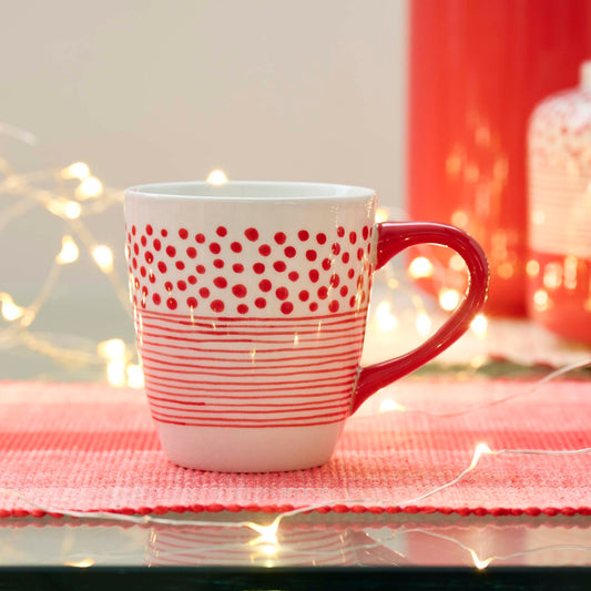 MUG DOT-STRIPES ROSSO, CERAMICA | COD 6987