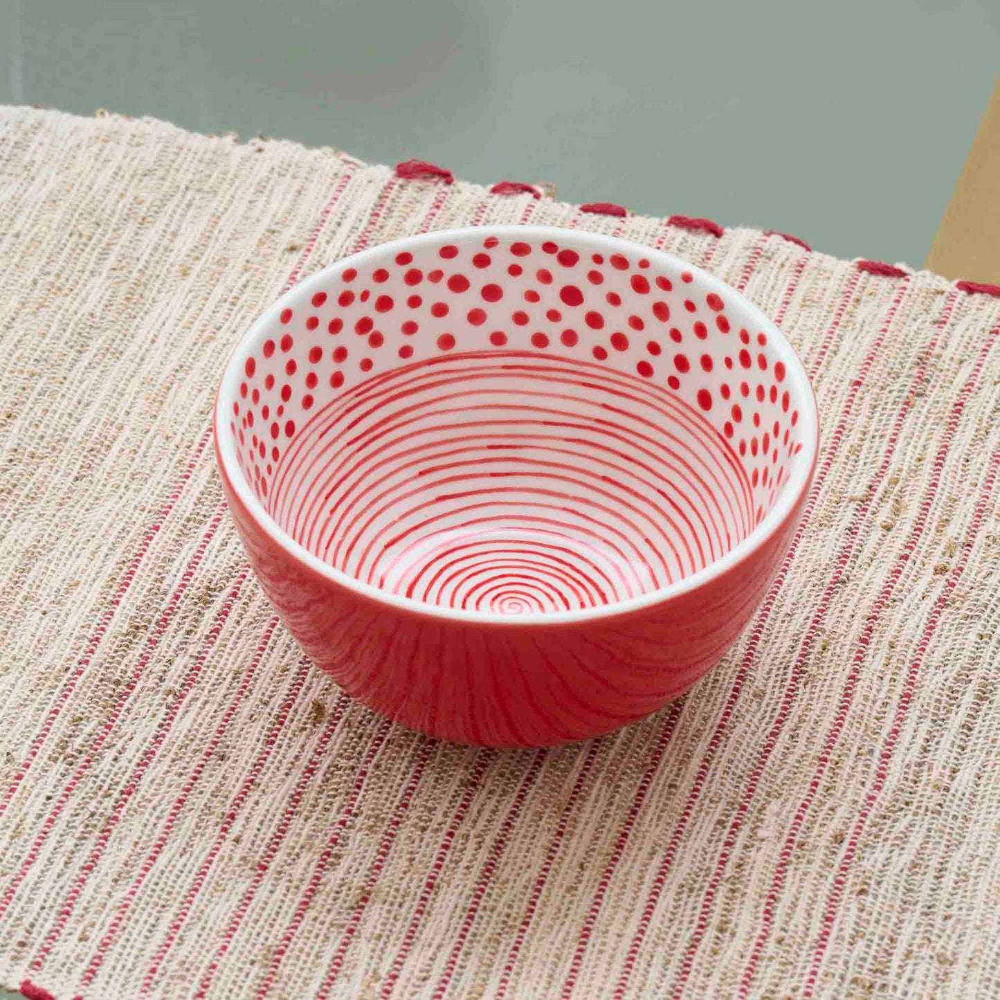 TERRINA MEDIA DOT-STRIPES ROSSO, CERAMICA | COD 6990