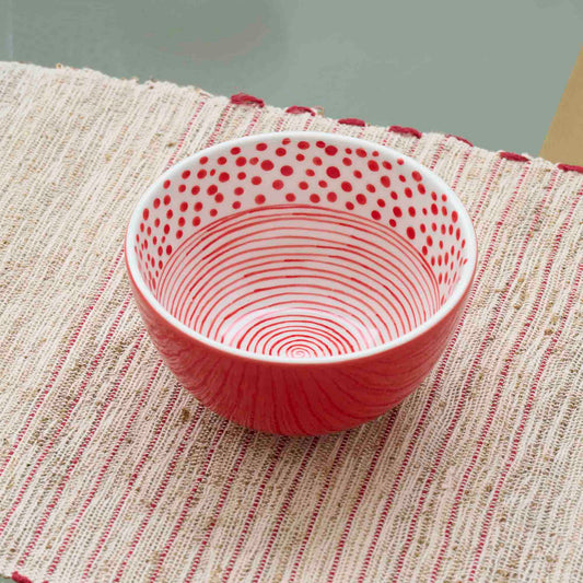 TERRINA MEDIA DOT-STRIPES ROSSO, CERAMICA | COD 6990