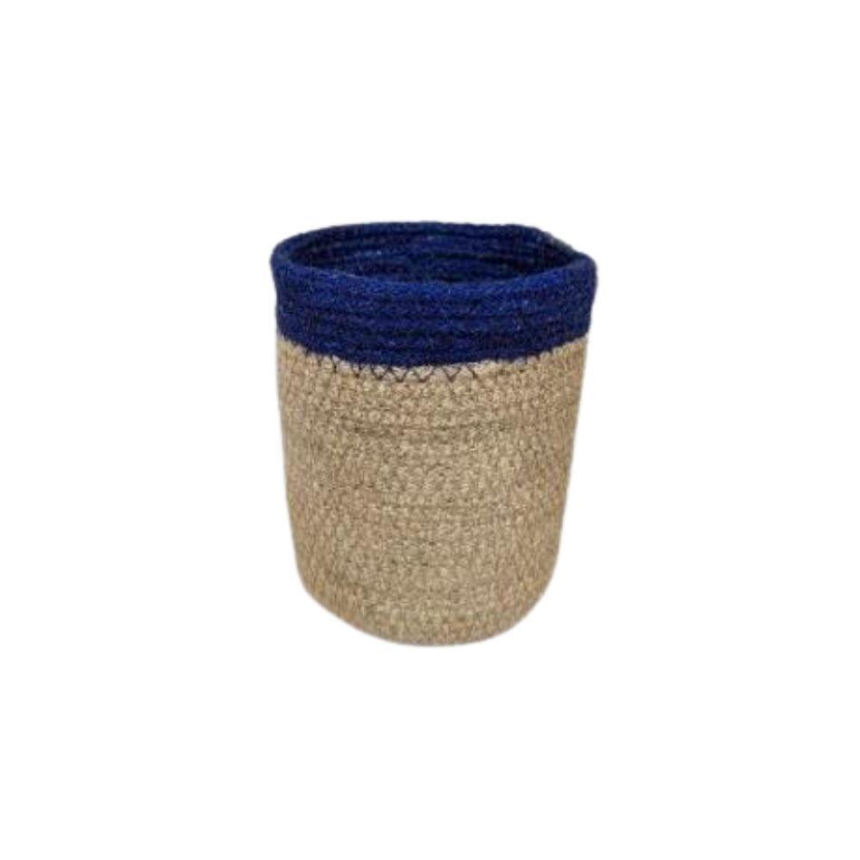 Cesto in juta blu Small | cesto artigianale in fribra naturale
