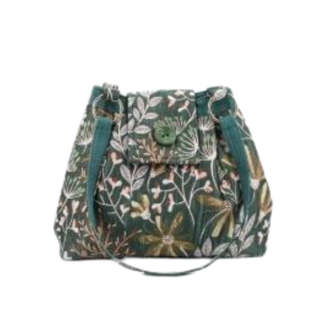 Borsa Tote Bag Spalla Fiori Verdi | Artigianato Vietnamita Craft Beauty
