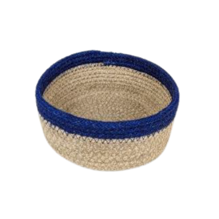 Cesto in juta blu medio | Cesto artigianale in fibra naturale