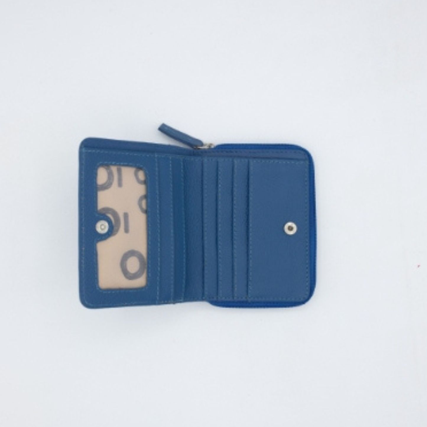 Portafoglio pelle blu Beatrice – Portafoglio compatto donna