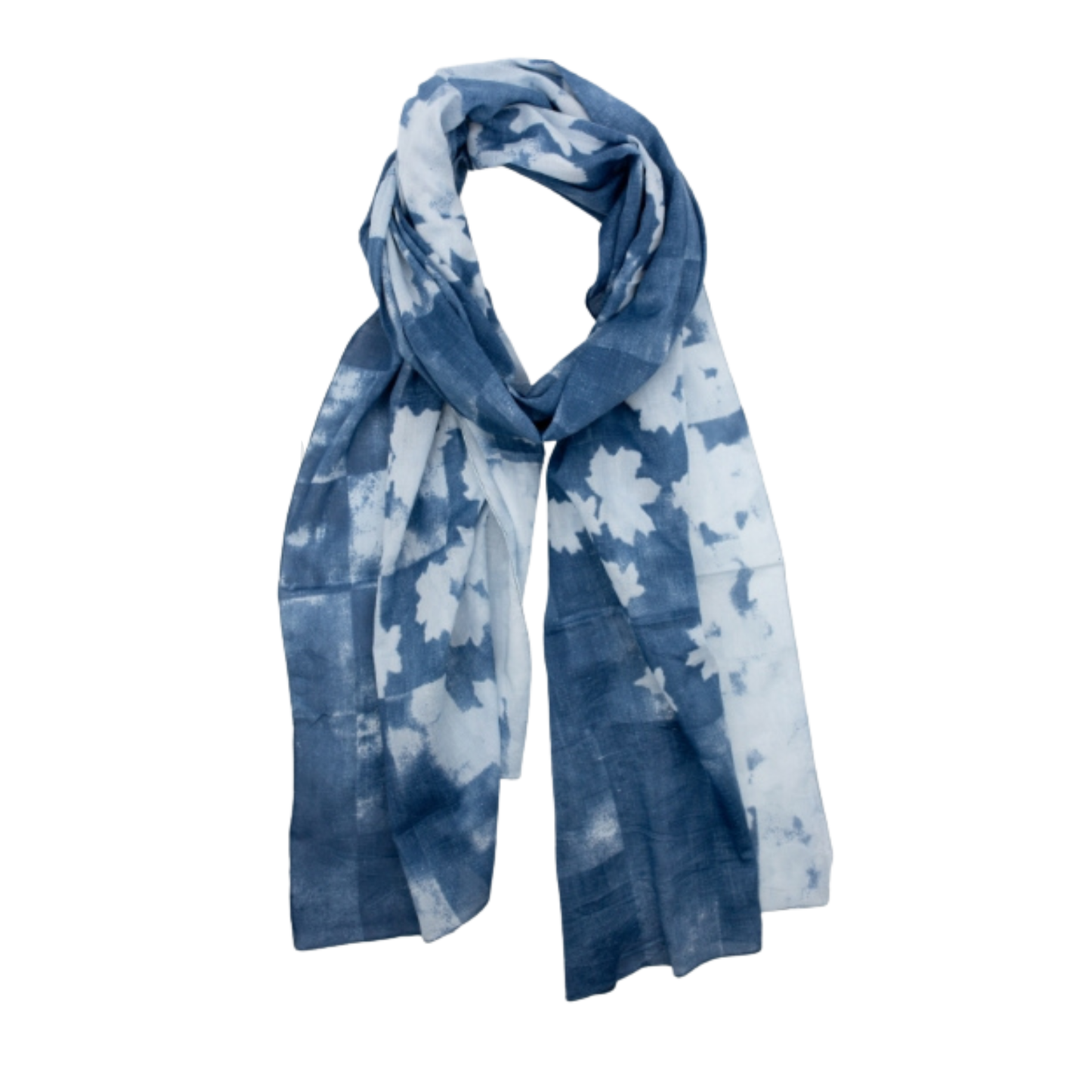 stola Giulietta in cotone coorblu stampato. Collezione OnEarth equsolidale India