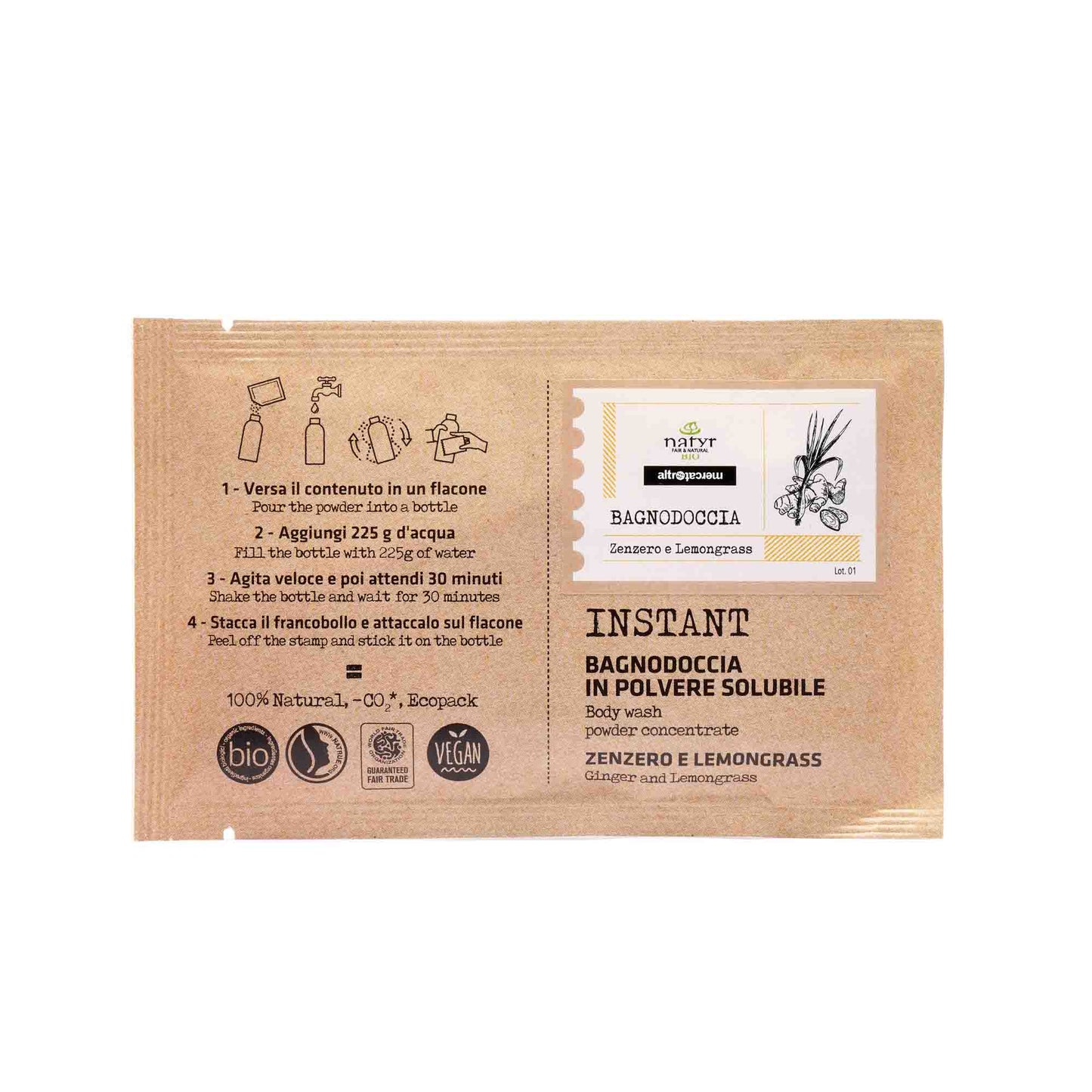 BAGNODOCCIA INSTANT ZENZERO E LEMONGRASS -  BIO  | 25gr | COD. 6246