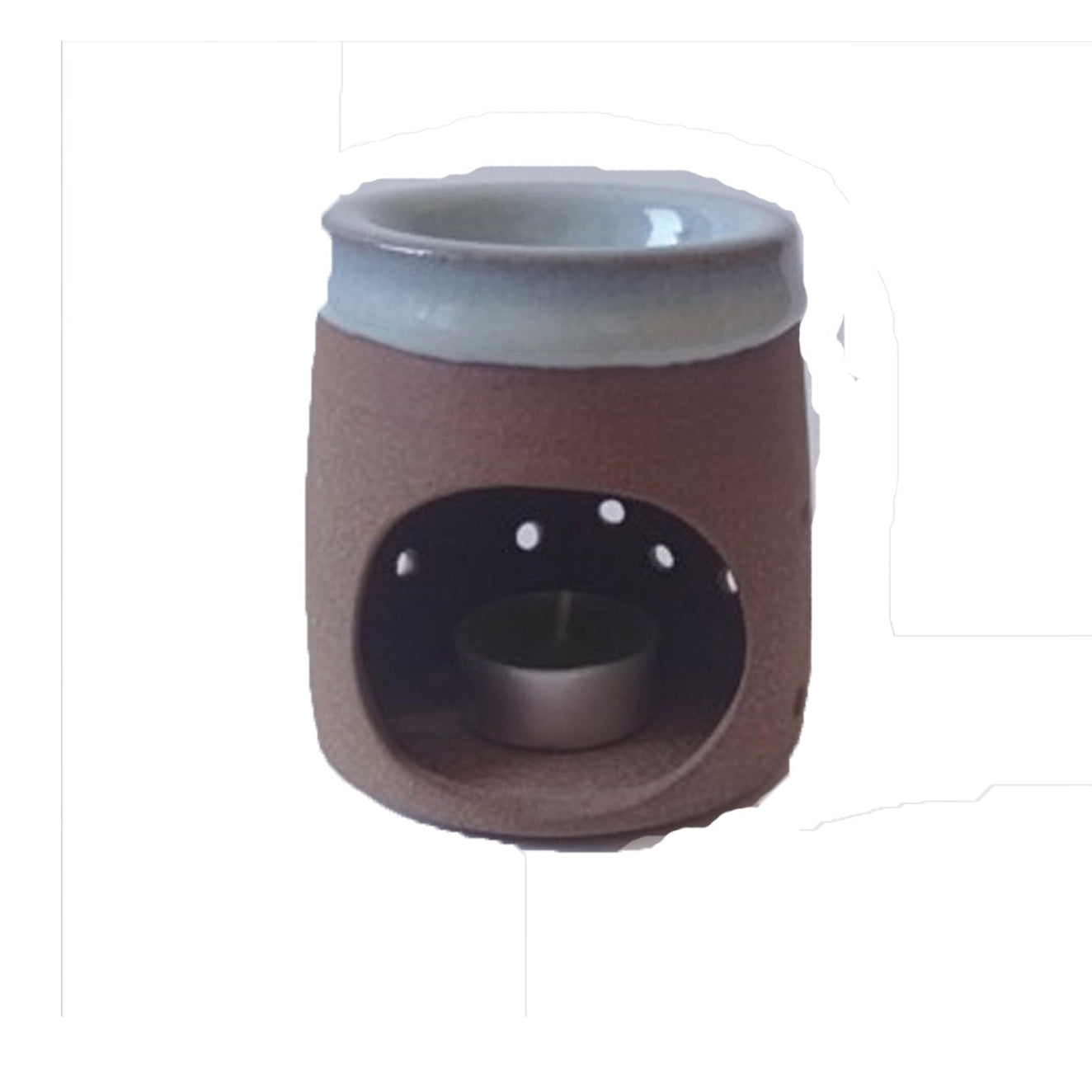 Brucia essenze in terracotta con borso smaltato da artigiani indiani del commercio equosolidale