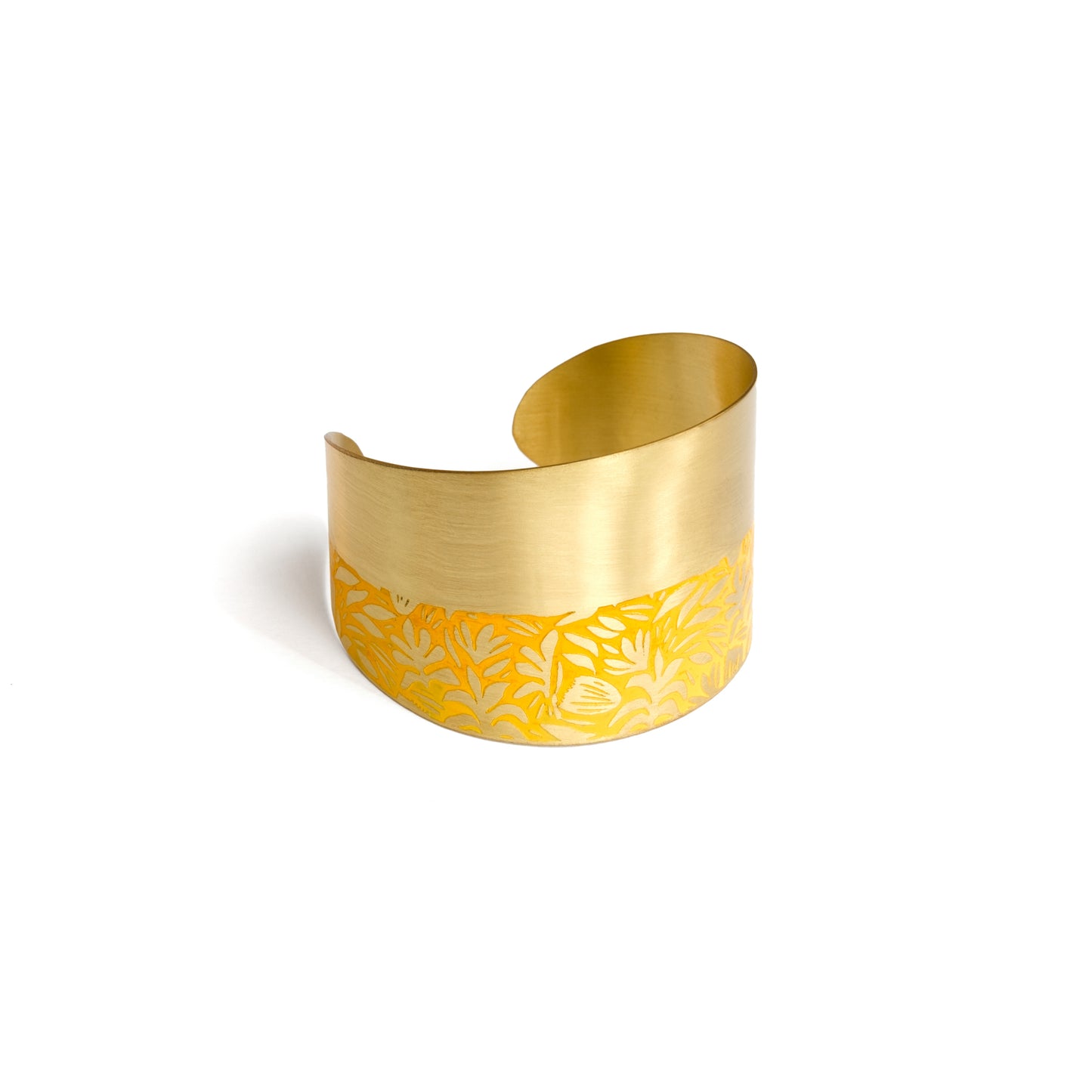 bracciale Tarassaco ottone inciso e dipinto a mano arancione OnEarth Altromercato