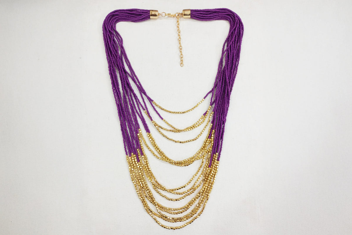 COLLANA AURORA FERRO OTTONE VETRO VIOLA | HUBM3731134006713