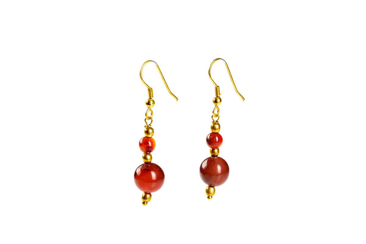 ORECCHINI MOSQUETA OTTONE E DIASPRO ROSSO| COD HUBM373174011509