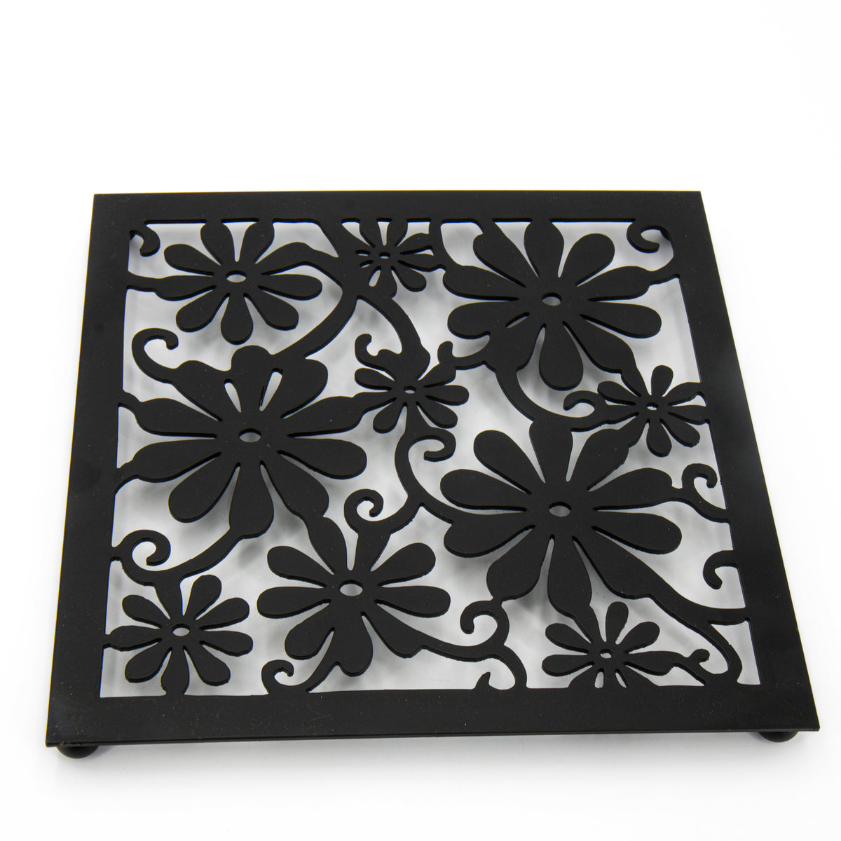 Sottopentola Metallo Nero Fiori | Artigianato indiano