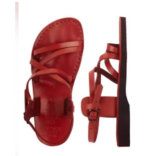 Sandali Hebron Rosso in cuoio dalla Palestina Progetto Peace Steps