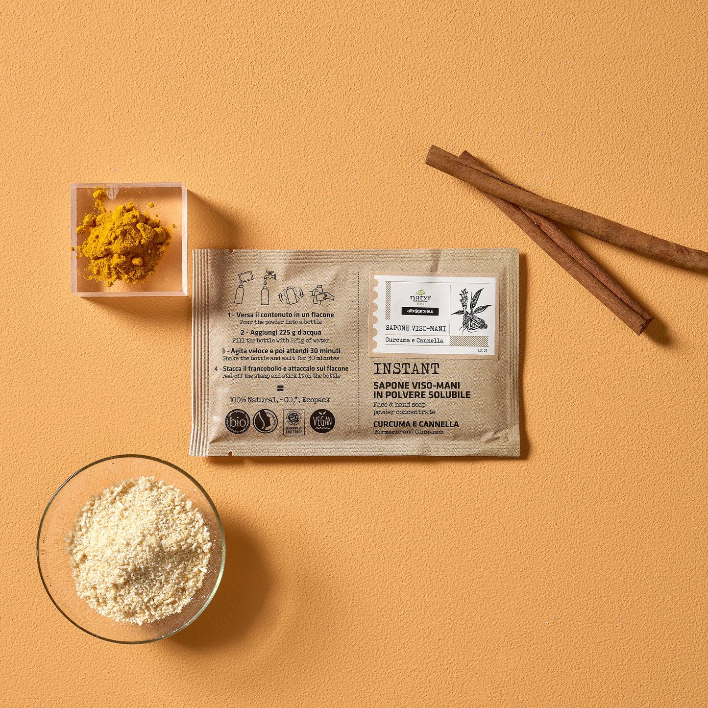 SAPONE INSTANT CURCUMA E CANNELLA-  BIO  | 25gr | COD. 6247
