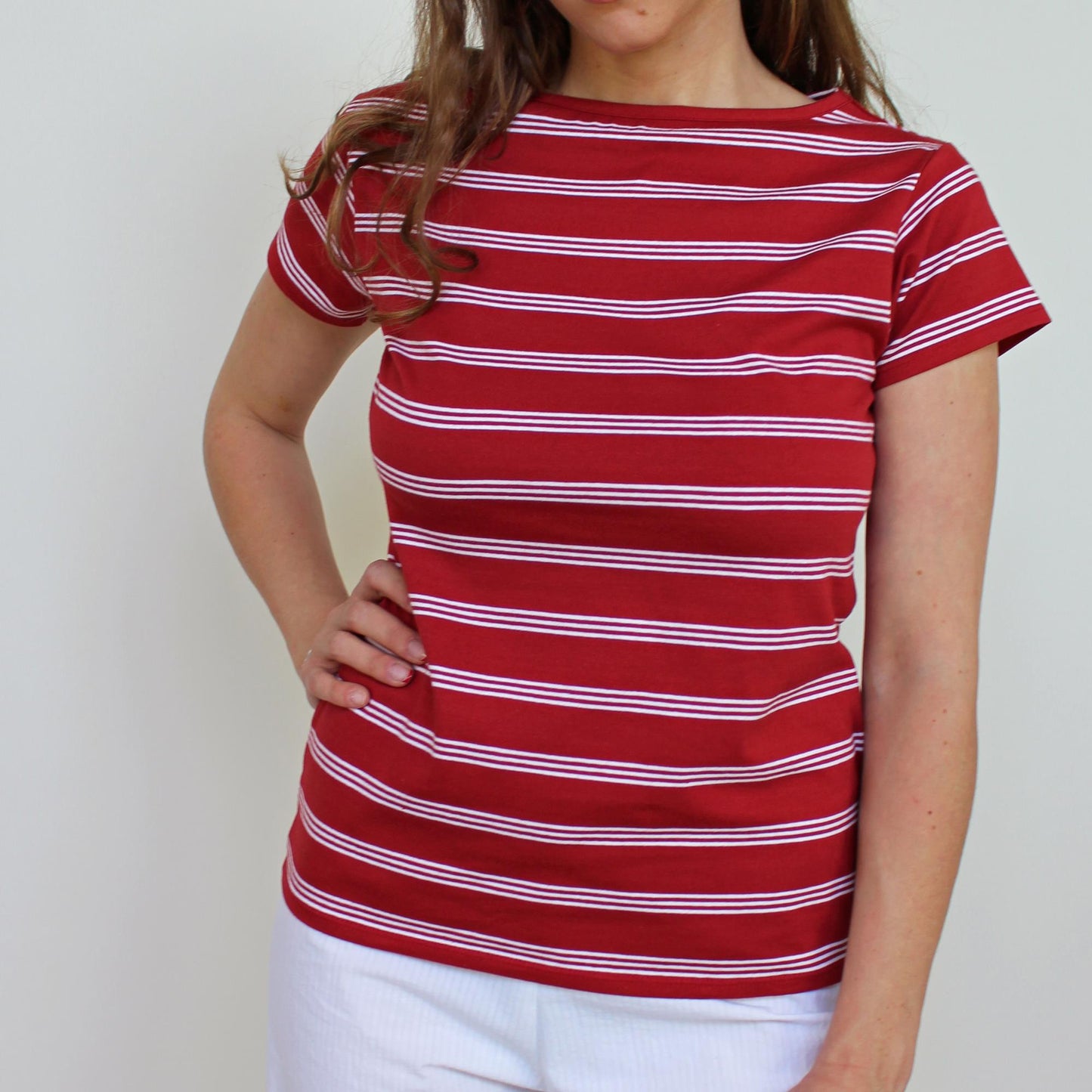 TEES TEA JERSEY STRETCH BIO RIGHE ROSSO | COD HUBAQOEIN6011984