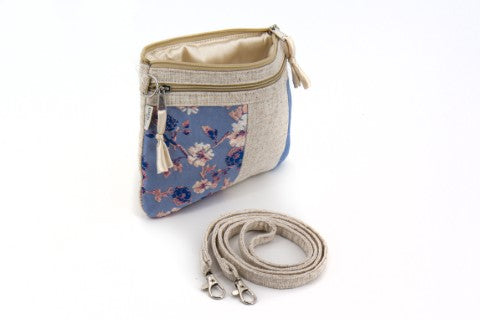 interno della Borsa mini due tasche Summer Patchwork . Collezione Trame 2026. Artigianato equosolidale Vietnam