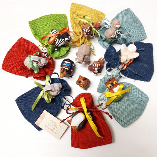 animaletti in ceramica per decorazione bomboniera equosolidale