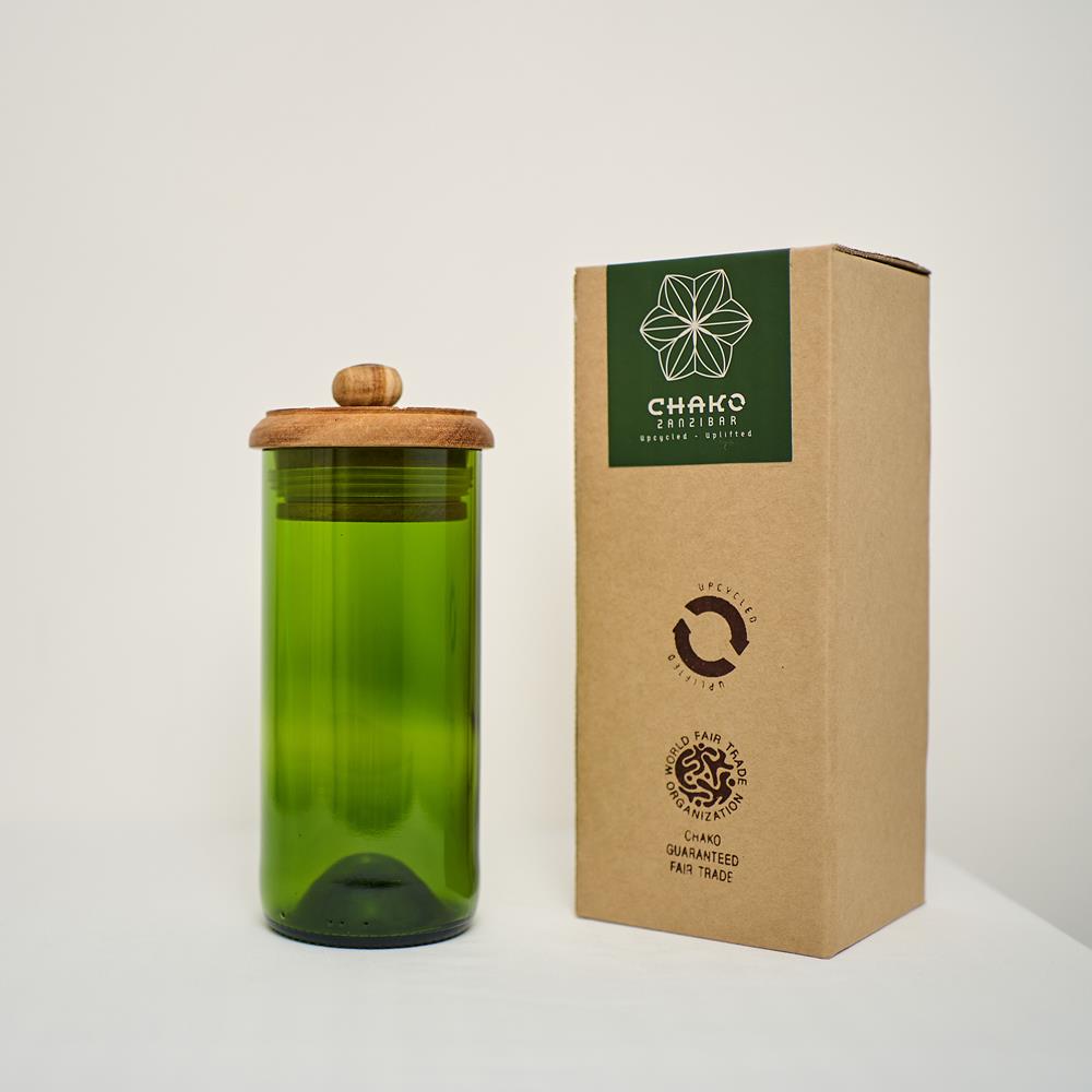 BARATTOLO KARAFUU VETRO RICICLATO VERDE SCURO | COD HUBAQTZ0010802