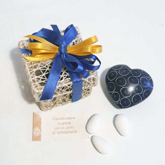 BOMBONIERA CUORE ARCOBALENO PIETRA SAPONARIA | COD B32