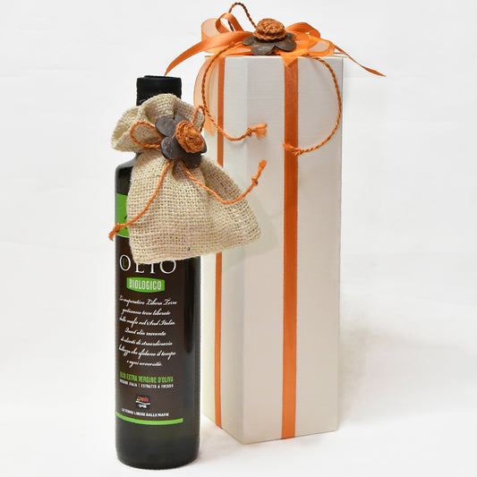 bomboniera equosolidale  Libera Terra olio extra vergine di oliva ilsandalo