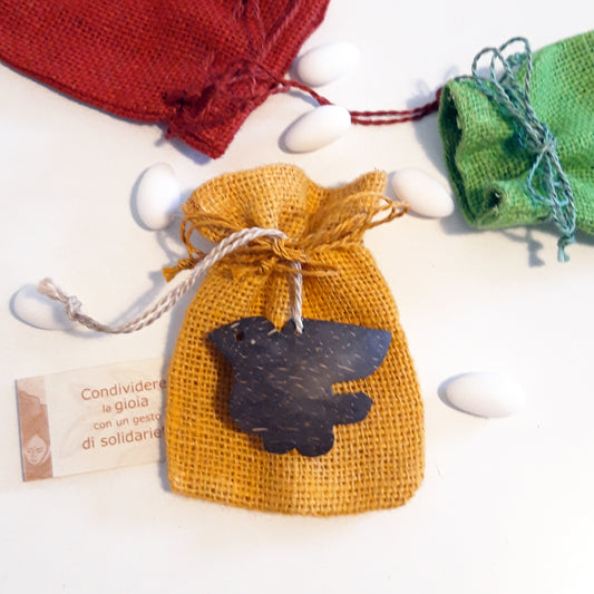 colombina in cocco decorazione bomboniera equosoldiale cresima