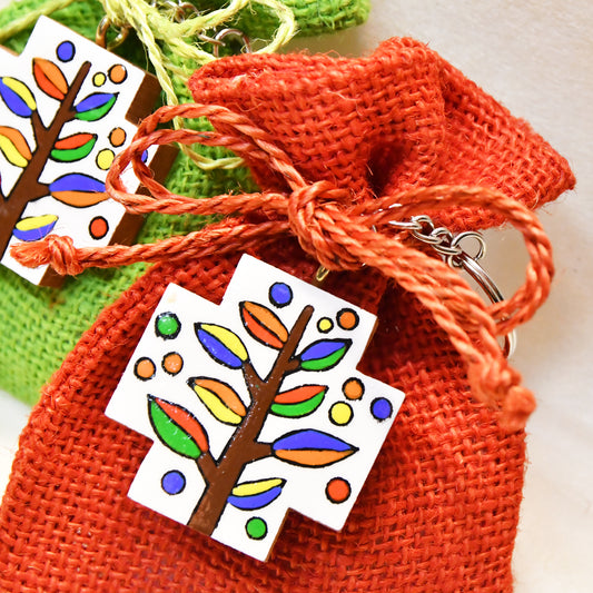 BOMBONIERA SOLIDALE CON CROCE PORTACHIAVE | COD C63