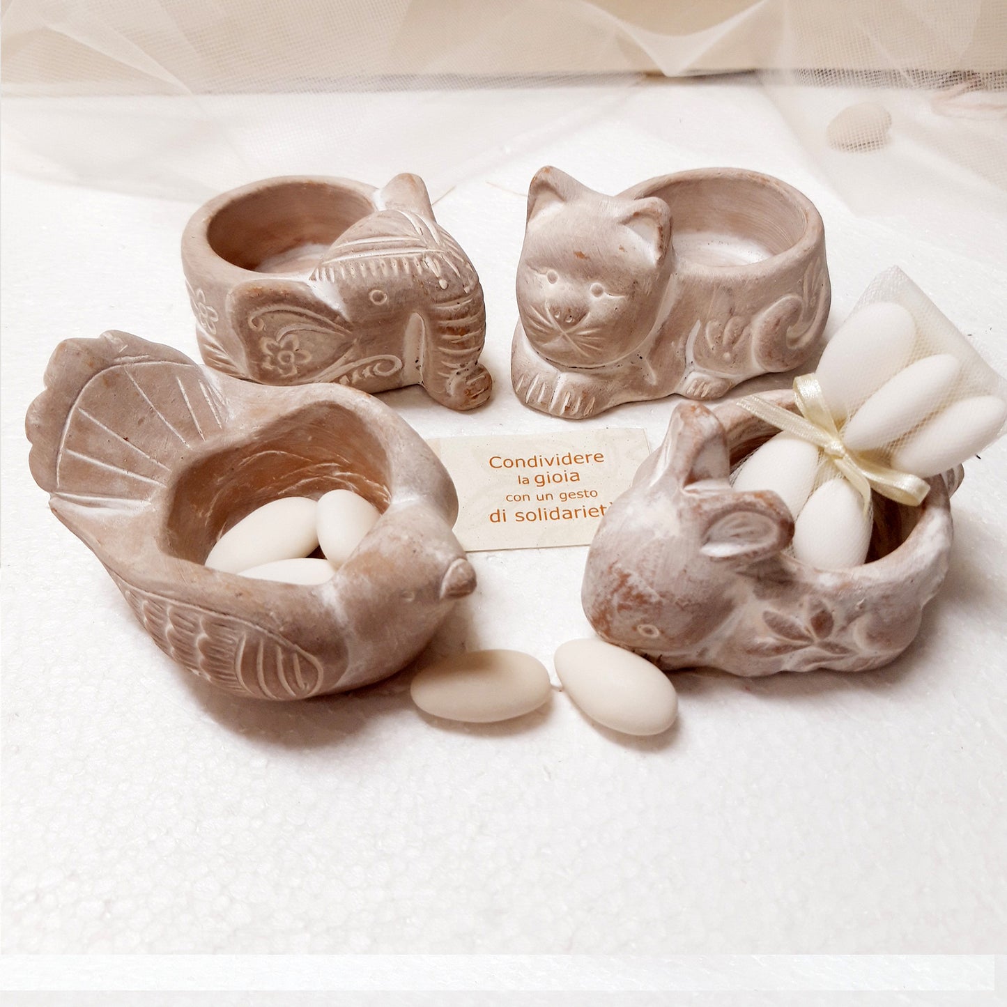 BOMBONIERA SOLIDALE ANIMALETTI PORTAOGGETTI TERRACOTTA | COD B20