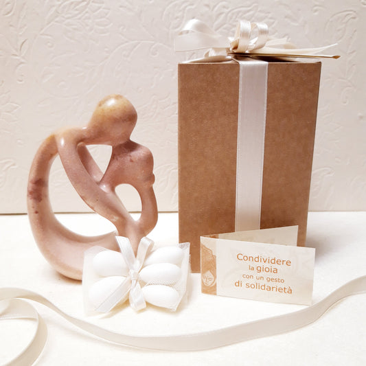 BOMBONIERA STATUINA AMANTI SEDUTI PIETRA SAPONARIA | COD. B01