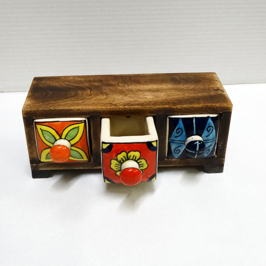 PORTAGIOIE 3 CASSETTI ARTIGIANATO INDIANO | COD HUBAQIN0041215