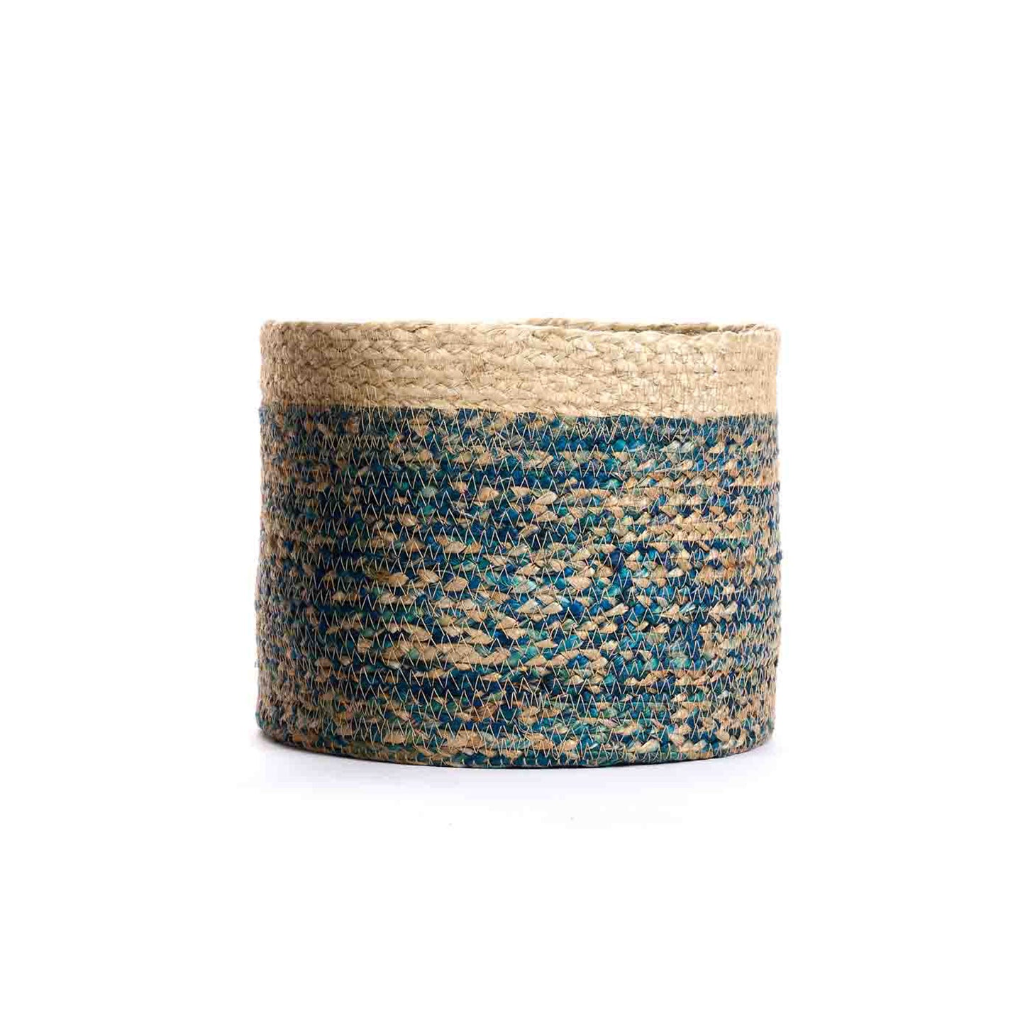 CESTO CILINDRICO MEDIO BRAIDED BLU JUTA | CODICE 7323