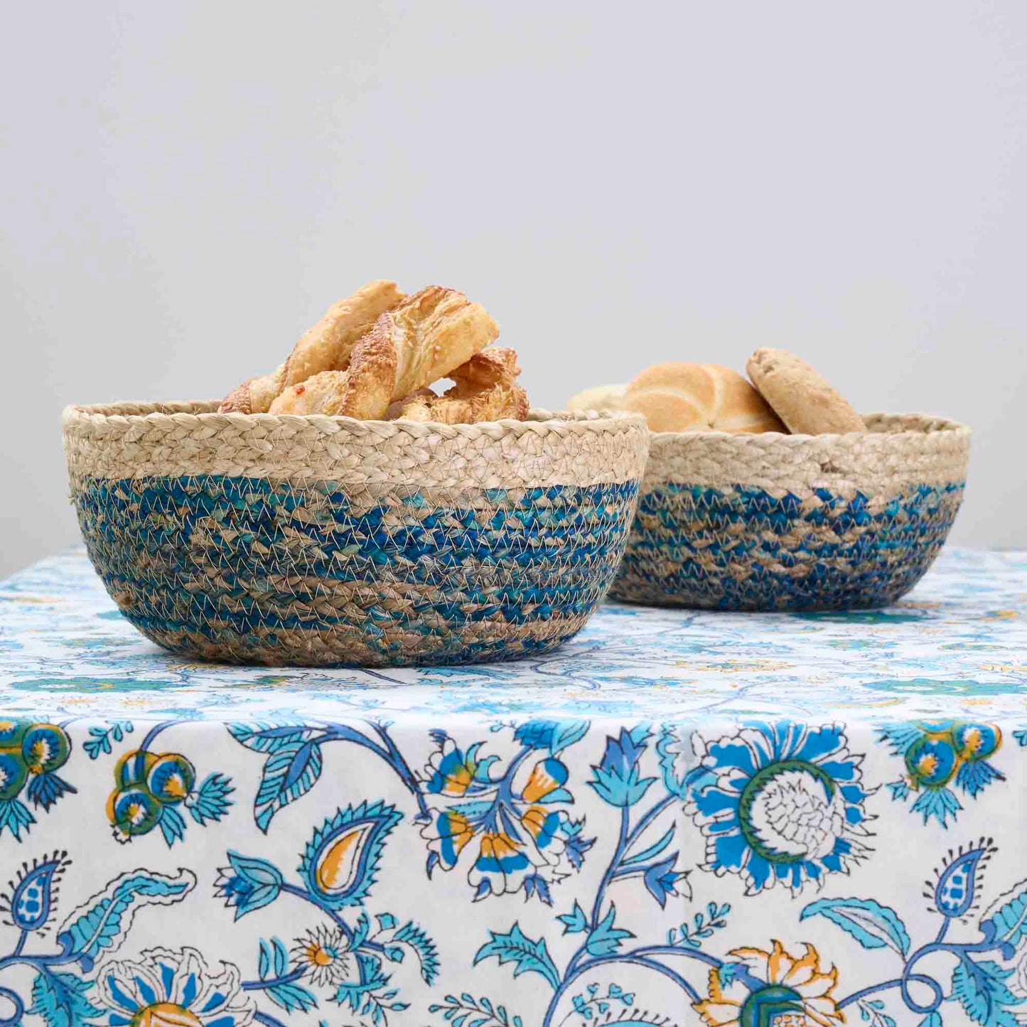 CESTO TONDO MEDIO BRAIDED BLU IN JUTA | COD. 7321