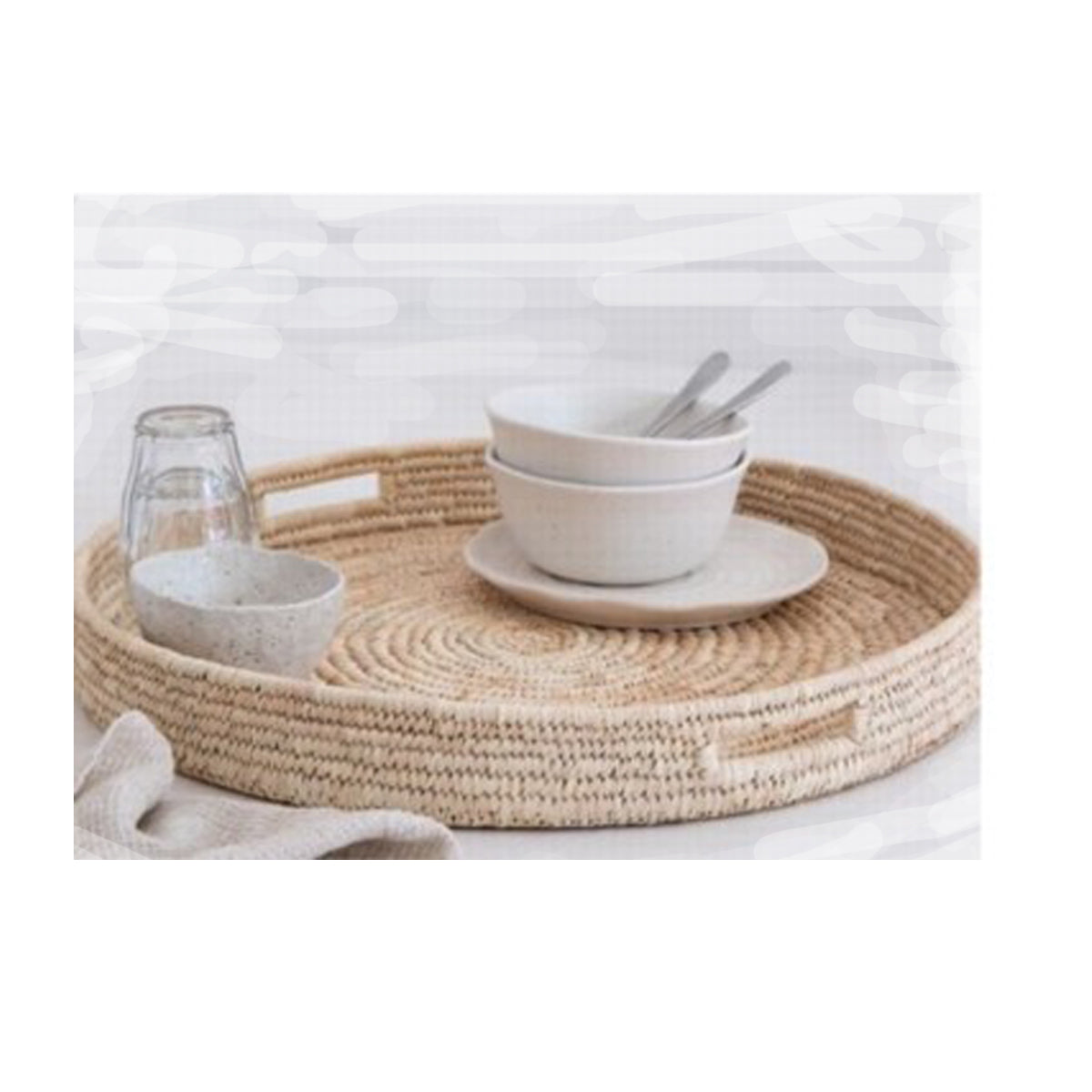 CESTO VASSOIO TONDO MANICI FIBRA NATURALE | COD HUBEQ7280956