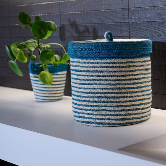 CESTO TONDO CON COPERCHIO RIGHINE OTTANIO IN JUTA | COD. 5326