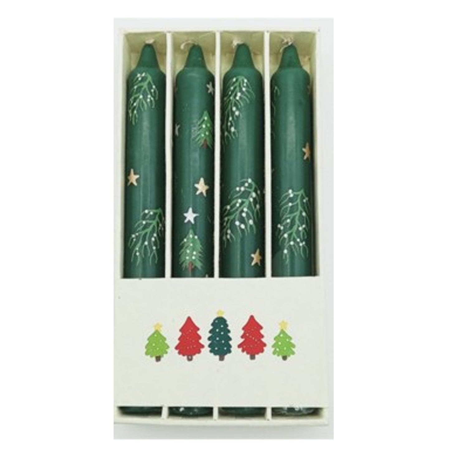 COFANETTO 4 CANDELE VERDI DECORAZIONE NATALIZIA| COD HUBEQ7421068