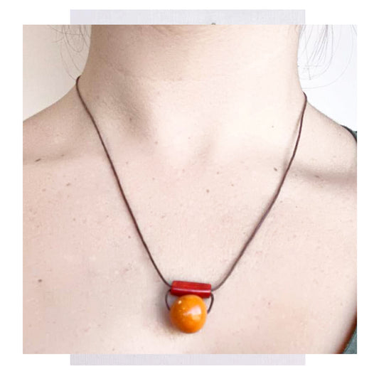 COLLANA LIME, TAGUA, PAMBIL, ROSSO, ARANCIONE | HUBM351142166100