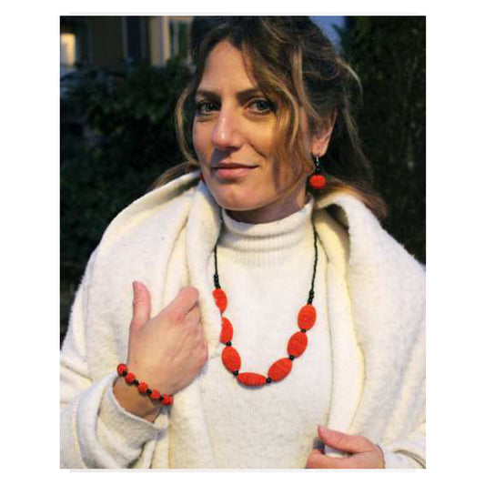 COLLANA MANDORLA COTONE OTTONE ROSSA | HUBM341140164509