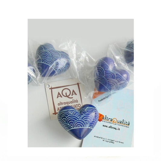 CUORE IN PIETRA SAPONARIA BLU CON ONDE | COD HUBAQKE2010659