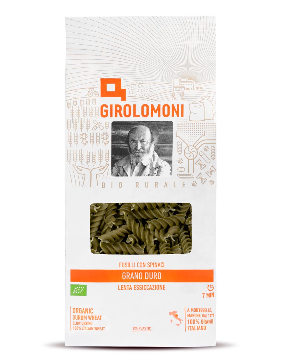 FUSILLI GRANO DURO CON SPINACI GIROLOMONI BIO 500g | COD. GIRPS032