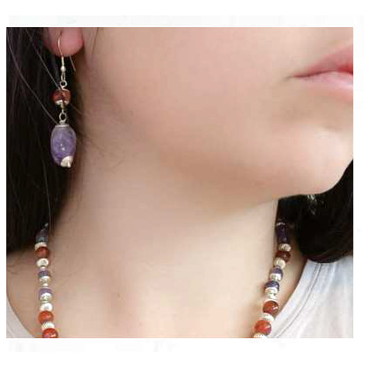 ORECCHINI UMA OTTONE PLACC ARGENTO EMETISTA CORNIOLA | HUBM341133162300