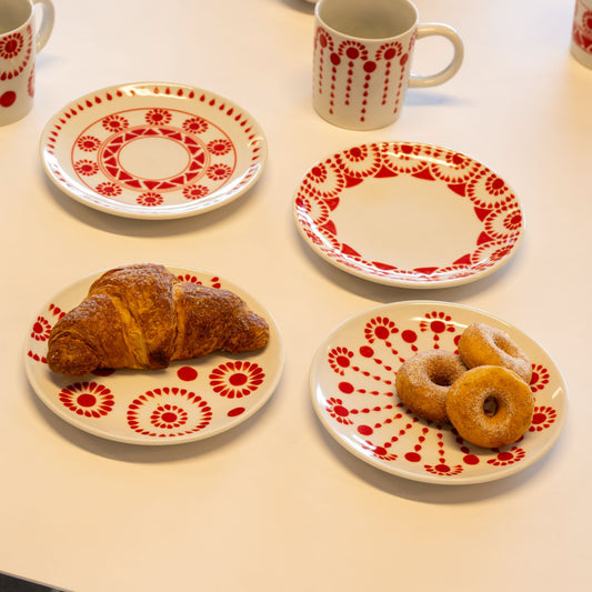 PIATTINO DECORI ROSSI IN CERAMICA | COD 5169