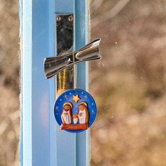 presepe appendibile disco stellato in ceramica realizzato a mano in Peru da CIAP