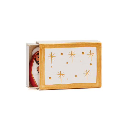 Presepe Scatolina Bianca in ceramica e carta fatto a mano in Perù – Manos Amigas – regalo solidale