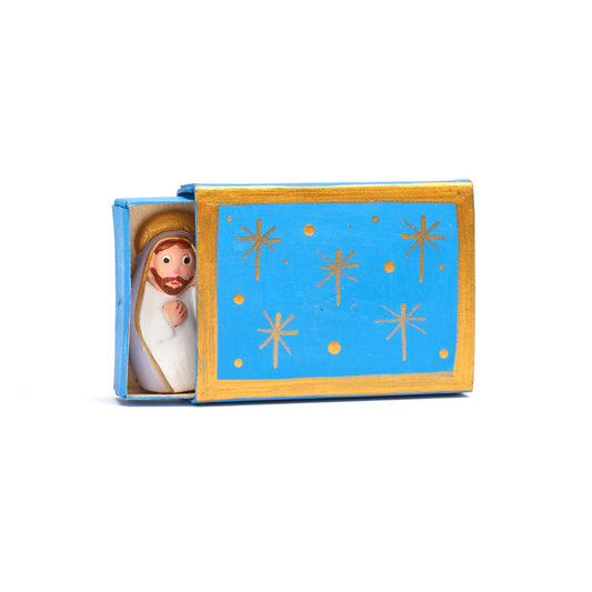 PRESEPE SCATOLINA BLU , CARTA E CERAMICA | COD 6522