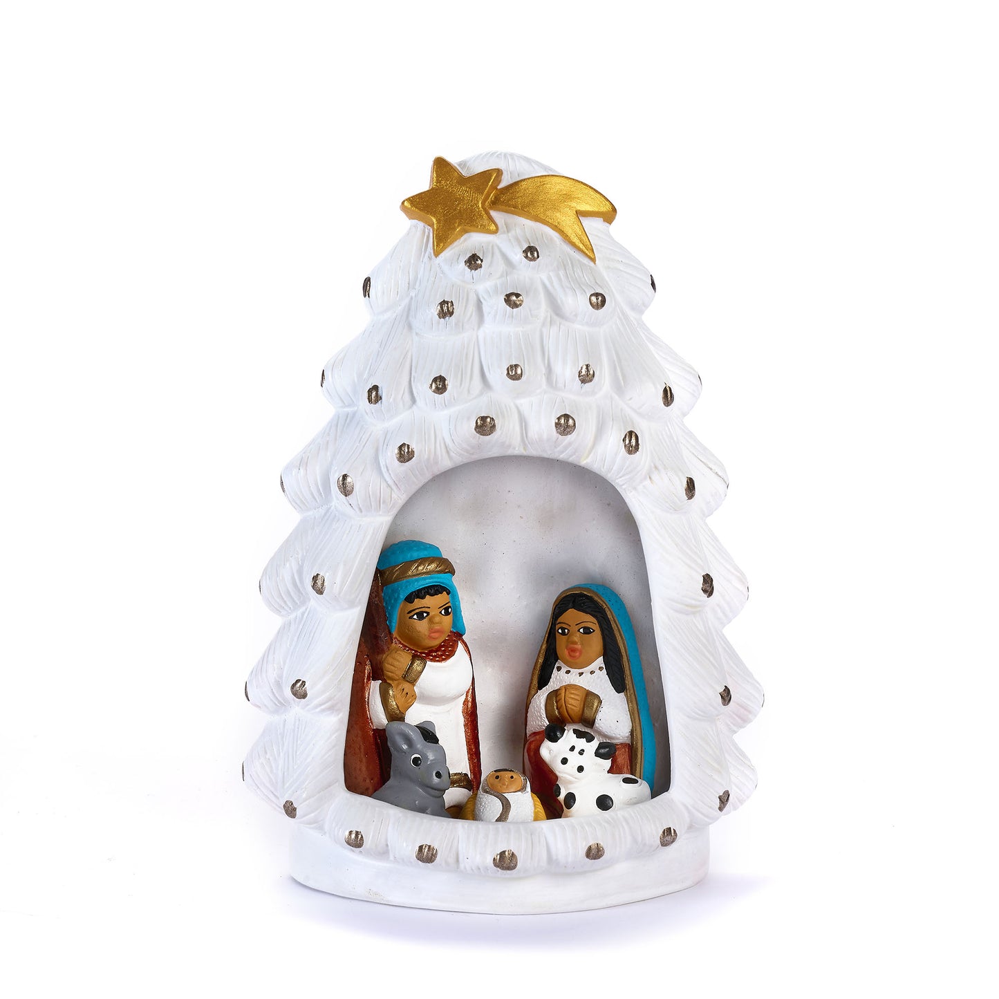 Presepe Abete di Panna in ceramica fatto a mano in Perù – Manos Amigas