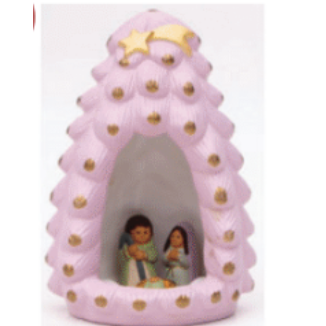 Presepe Abete Rosa in ceramica | Artigianato equosolidale del Perù