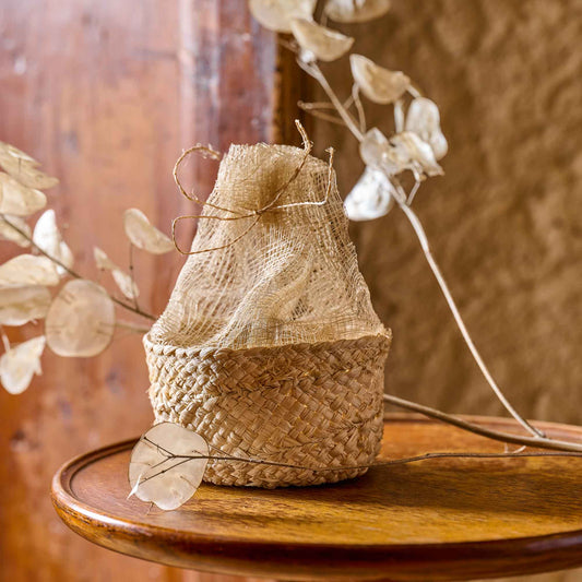 SACCHETTO CILINDRICO RAFFIA E SIMAMAY BOMBONIERA SOLIDALE | COD 6577