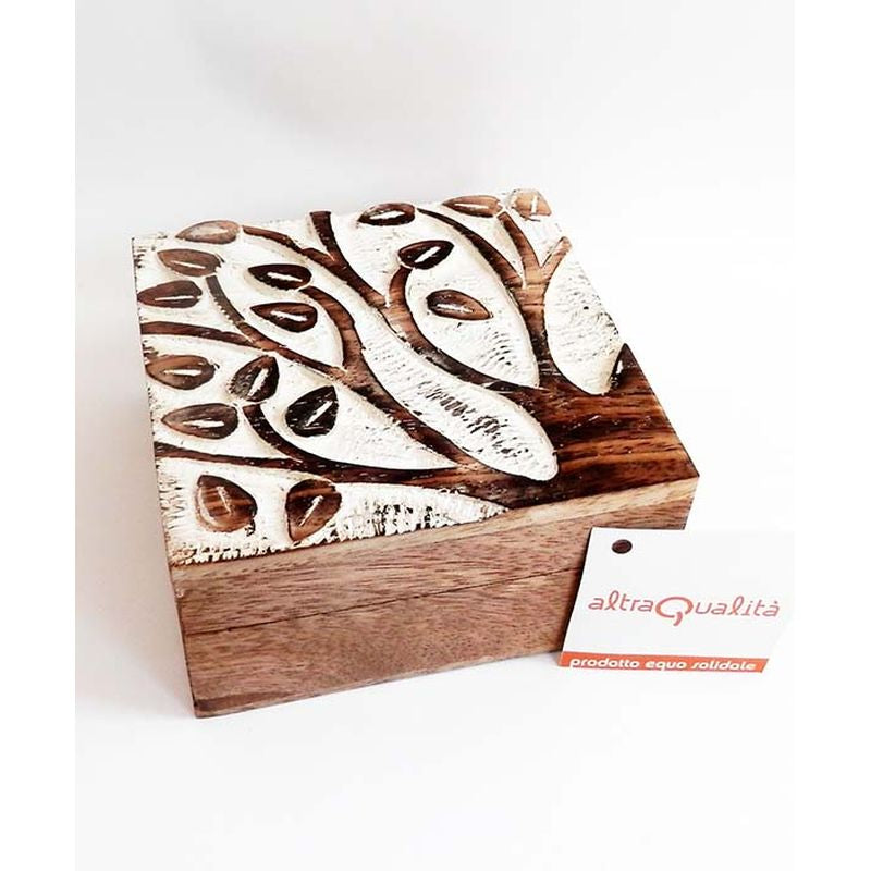 SCATOLA LEGNO DECORO ALBERO ARTIGIANATO INDIANO | COD HUBAQIN0041269
