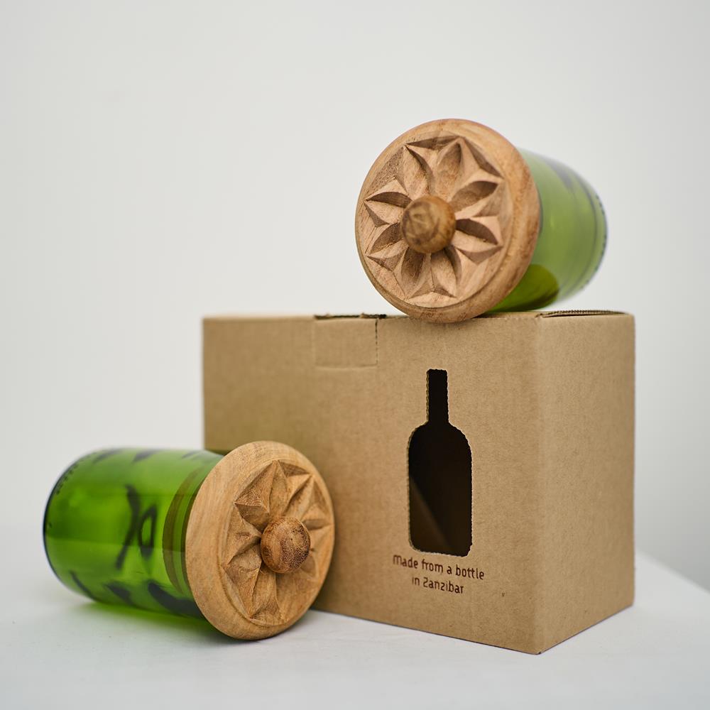 SET 2 BARATTOLI VETRO VERDE SCURO | COD HUBAQTZ0010800