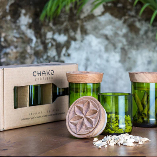 SET 2 BARATTOLI VETRO VERDE SCURO | COD HUBAQTZ0010800